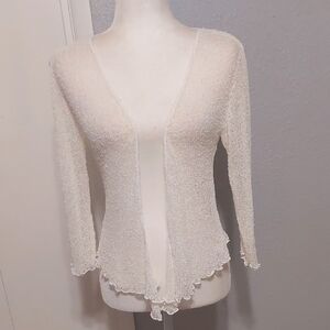 🌷3/$25 SHUSHI Delicate Sheer Knit Cardigan with Scalloped Trim